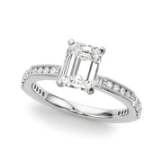 Lustrous Sidestone Round Diamond Engagement Ring in 10K/14K gold and platinum with certified lab-grown or natural diamonds