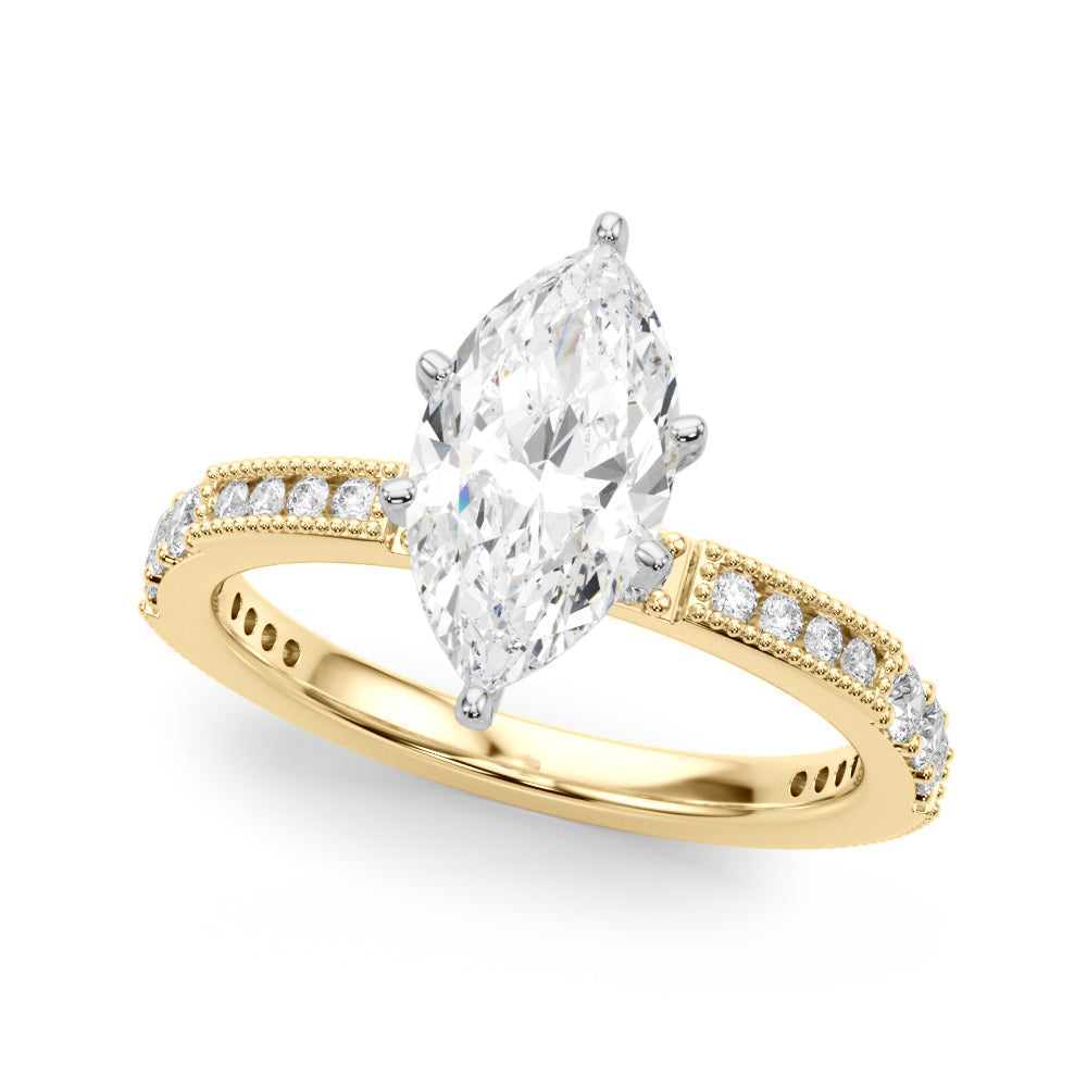 Lustrous Sidestone Round Diamond Engagement Ring in 10K/14K gold and platinum with certified lab-grown or natural diamonds