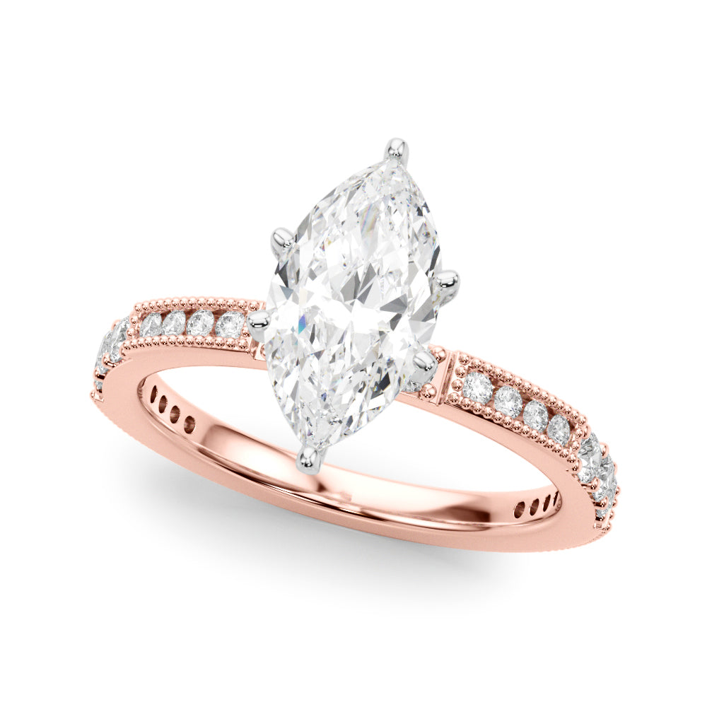 Lustrous Sidestone Round Diamond Engagement Ring in 10K/14K gold and platinum with certified lab-grown or natural diamonds