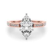 Lustrous Sidestone Round Diamond Engagement Ring in 10K/14K gold and platinum with certified lab-grown or natural diamonds