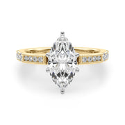 Lustrous Sidestone Round Diamond Engagement Ring in 10K/14K gold and platinum with certified lab-grown or natural diamonds