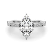 Lustrous Sidestone Round Diamond Engagement Ring in 10K/14K gold and platinum with certified lab-grown or natural diamonds