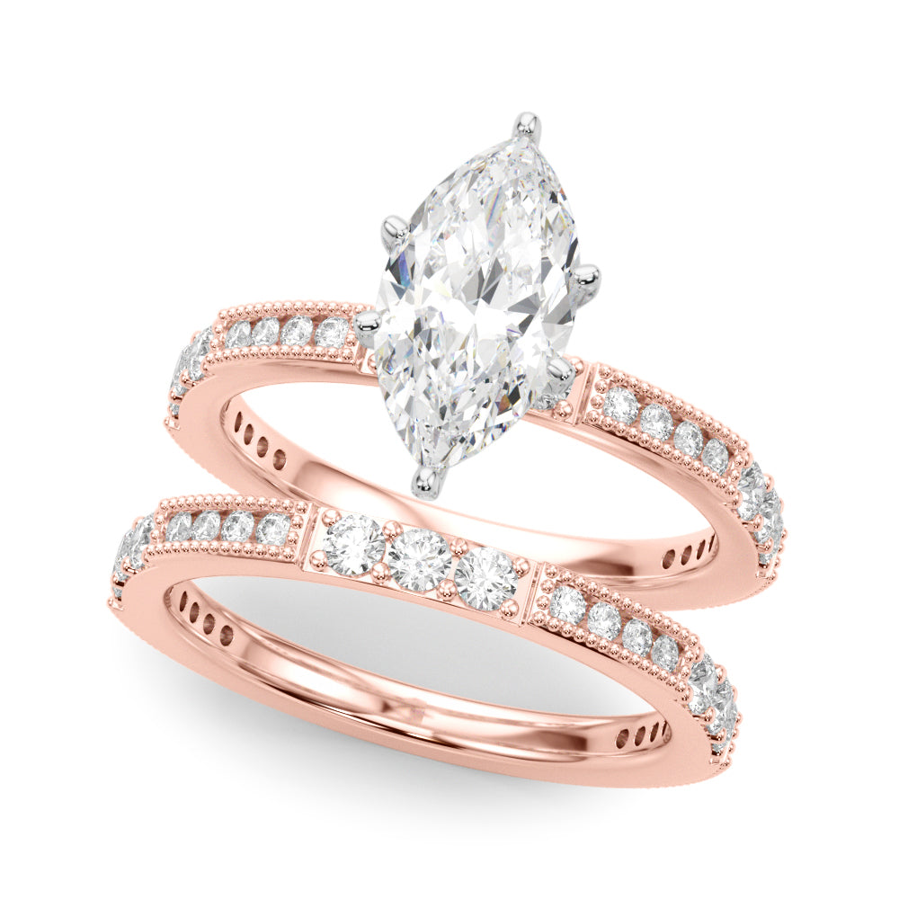 Lustrous Sidestone Round Diamond Engagement Ring in 10K/14K gold and platinum with certified lab-grown or natural diamonds