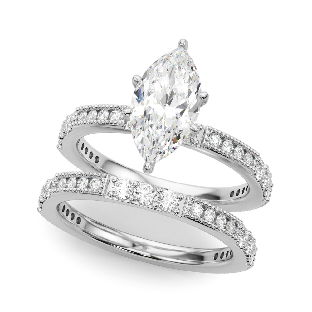 Lustrous Sidestone Round Diamond Engagement Ring in 10K/14K gold and platinum with certified lab-grown or natural diamonds
