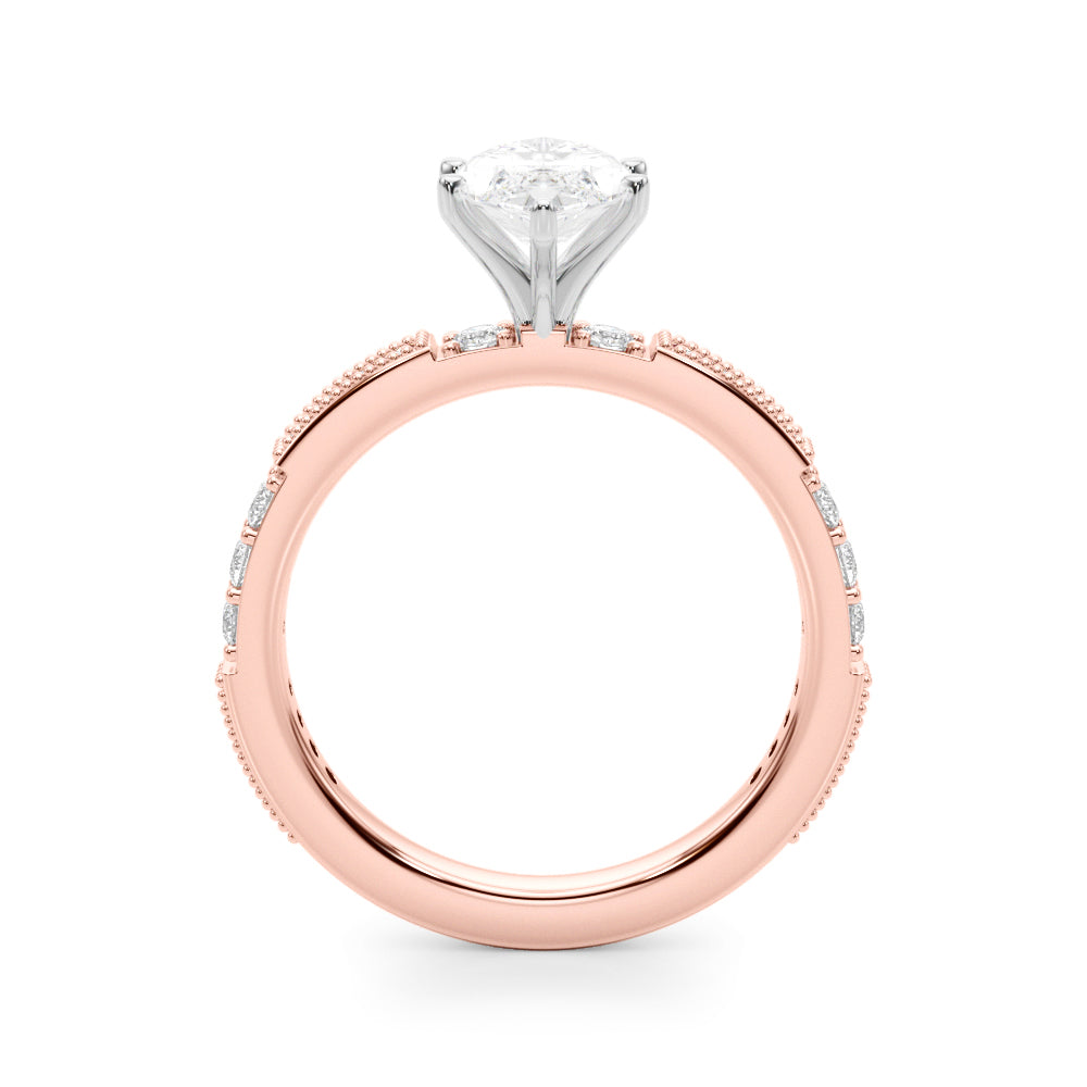 Lustrous Sidestone Round Diamond Engagement Ring in 10K/14K gold and platinum with certified lab-grown or natural diamonds