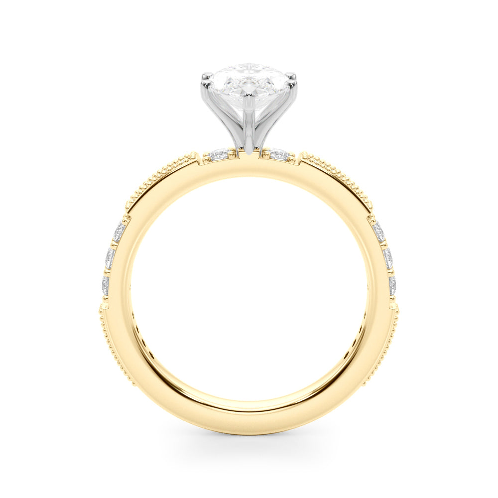 Lustrous Sidestone Round Diamond Engagement Ring in 10K/14K gold and platinum with certified lab-grown or natural diamonds