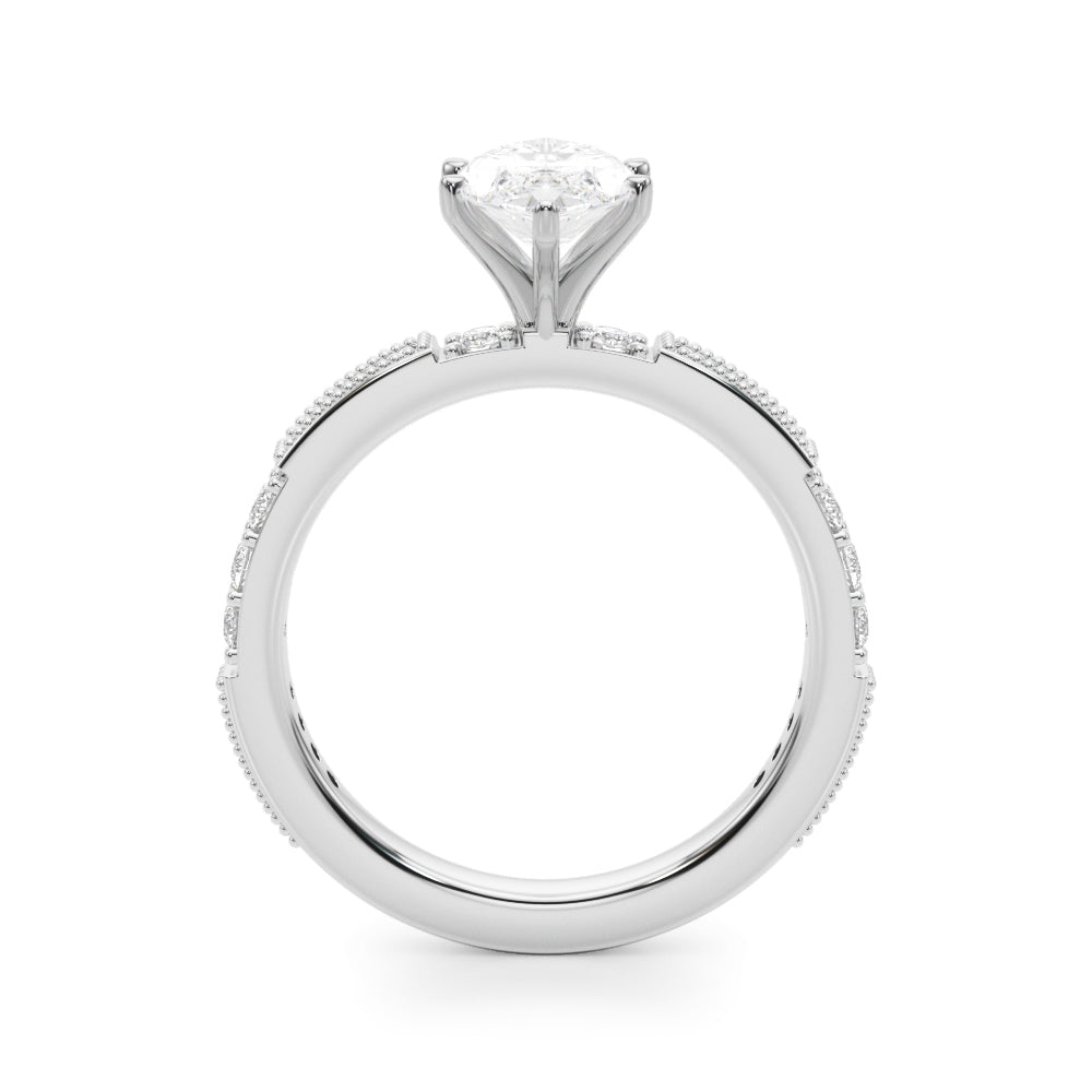 Lustrous Sidestone Round Diamond Engagement Ring in 10K/14K gold and platinum with certified lab-grown or natural diamonds