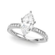 Lustrous Sidestone Round Diamond Engagement Ring in 10K/14K gold and platinum with certified lab-grown or natural diamonds