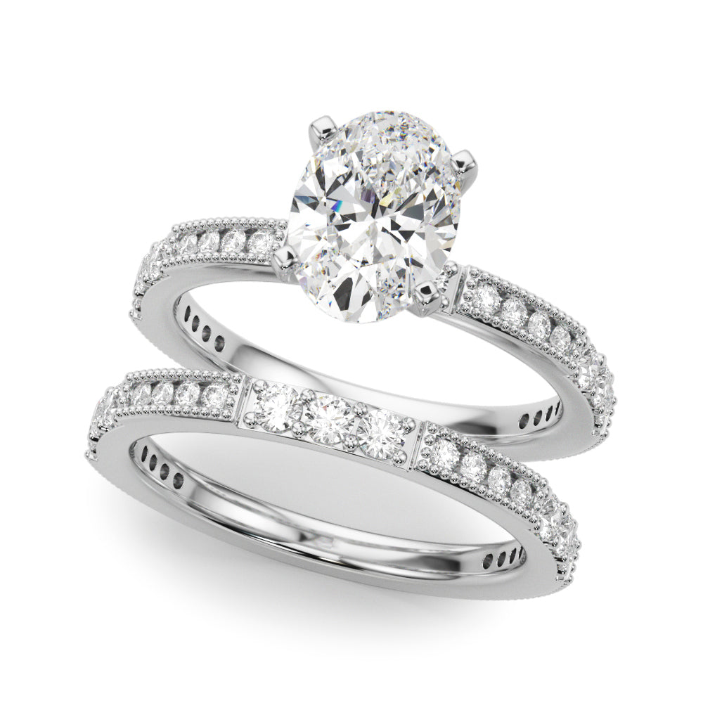 Lustrous Sidestone Round Diamond Engagement Ring in 10K/14K gold and platinum with certified lab-grown or natural diamonds