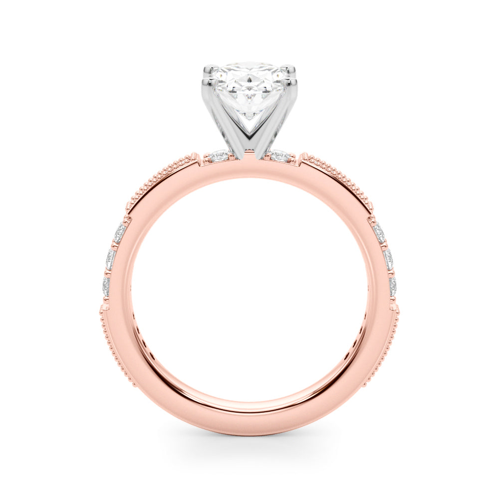 Lustrous Sidestone Round Diamond Engagement Ring in 10K/14K gold and platinum with certified lab-grown or natural diamonds