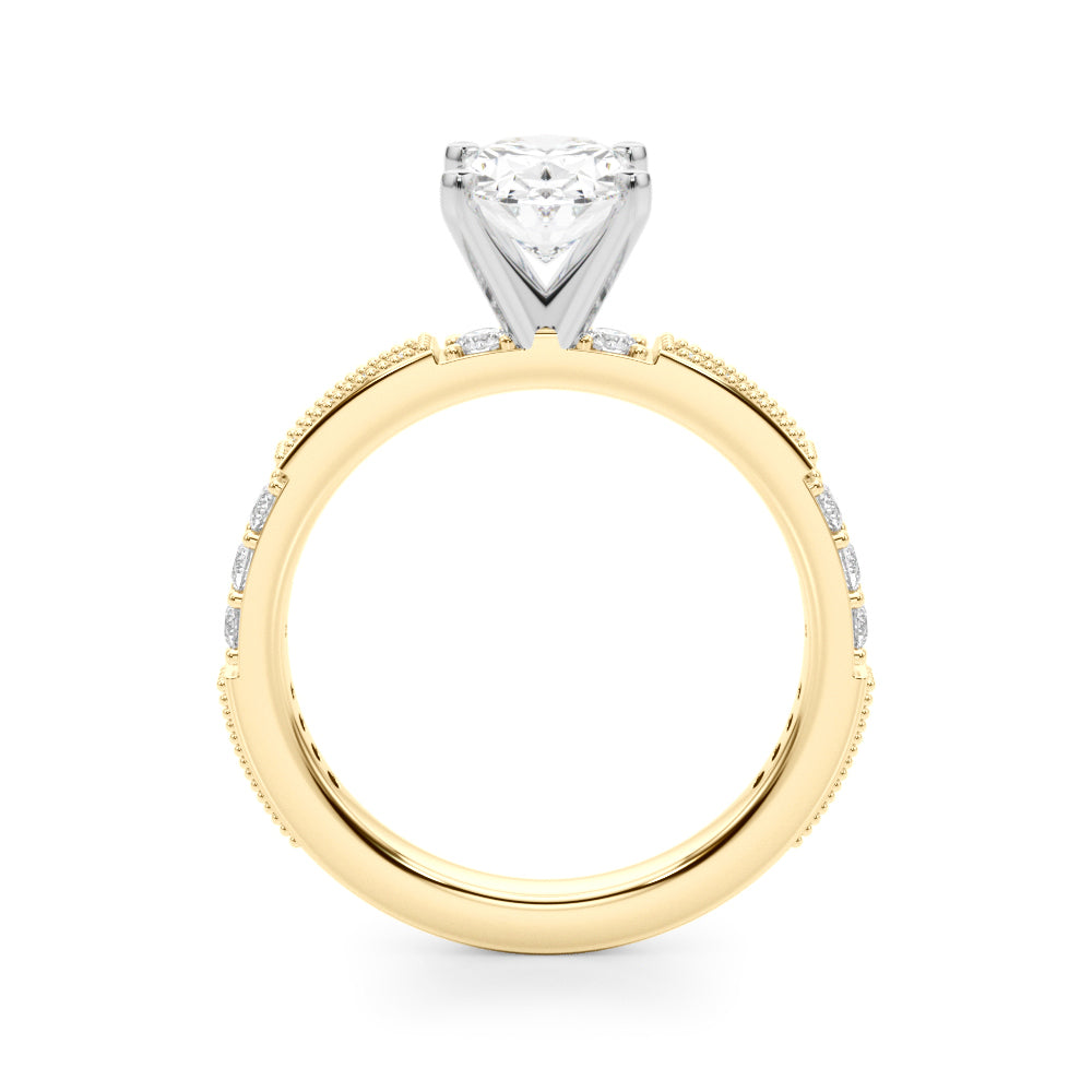 Lustrous Sidestone Round Diamond Engagement Ring in 10K/14K gold and platinum with certified lab-grown or natural diamonds