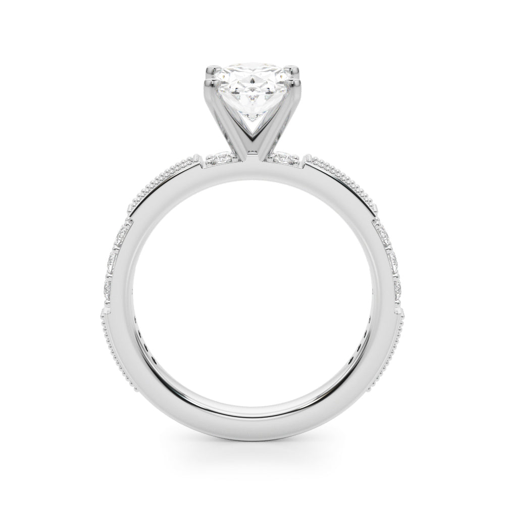 Lustrous Sidestone Round Diamond Engagement Ring in 10K/14K gold and platinum with certified lab-grown or natural diamonds