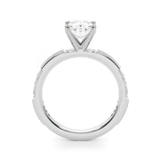 Lustrous Sidestone Round Diamond Engagement Ring in 10K/14K gold and platinum with certified lab-grown or natural diamonds