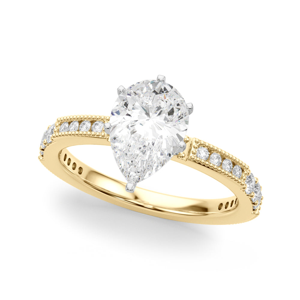 Lustrous Sidestone Round Diamond Engagement Ring in 10K/14K gold and platinum with certified lab-grown or natural diamonds