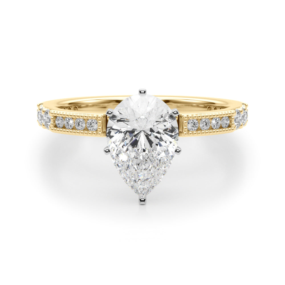 Lustrous Sidestone Round Diamond Engagement Ring in 10K/14K gold and platinum with certified lab-grown or natural diamonds