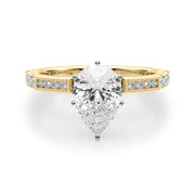 Lustrous Sidestone Round Diamond Engagement Ring in 10K/14K gold and platinum with certified lab-grown or natural diamonds