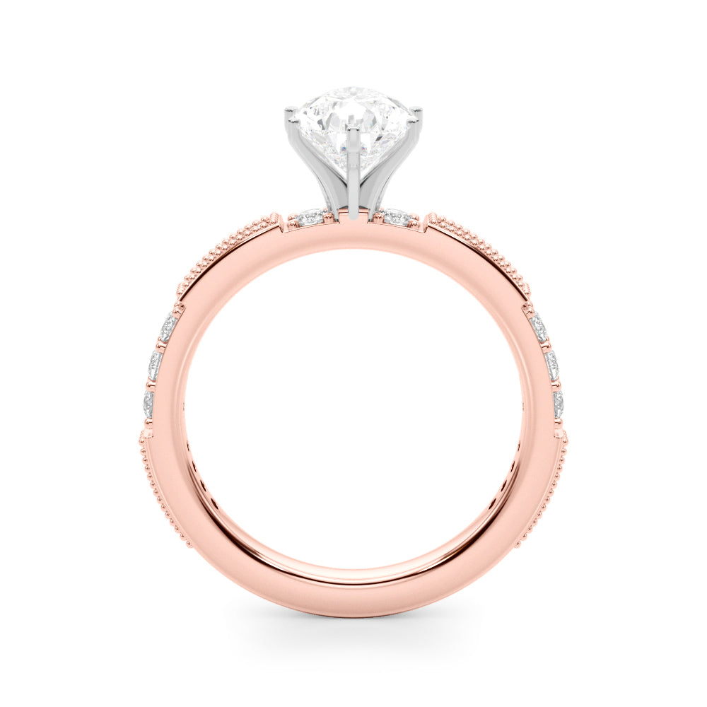 Lustrous Sidestone Round Diamond Engagement Ring in 10K/14K gold and platinum with certified lab-grown or natural diamonds