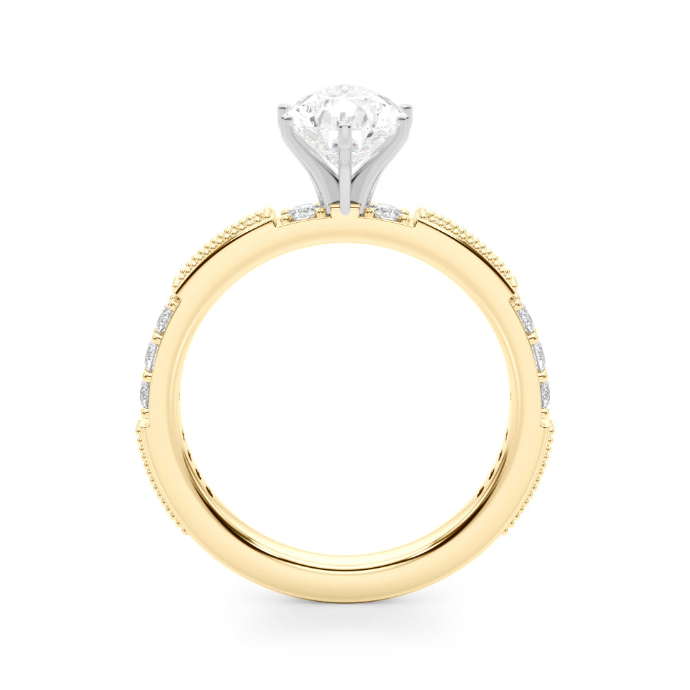 Lustrous Sidestone Round Diamond Engagement Ring in 10K/14K gold and platinum with certified lab-grown or natural diamonds