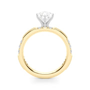 Lustrous Sidestone Round Diamond Engagement Ring in 10K/14K gold and platinum with certified lab-grown or natural diamonds