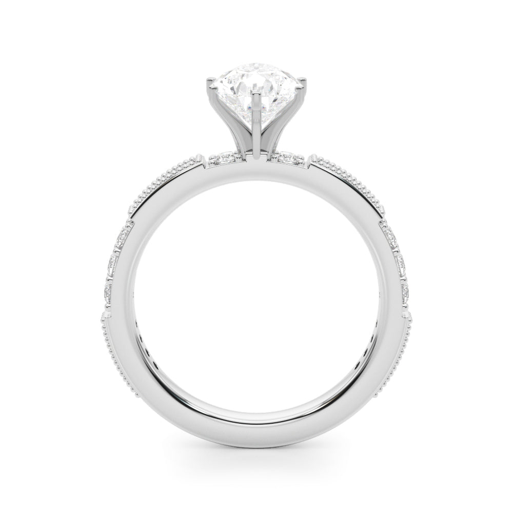 Lustrous Sidestone Round Diamond Engagement Ring in 10K/14K gold and platinum with certified lab-grown or natural diamonds