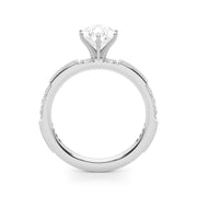 Lustrous Sidestone Round Diamond Engagement Ring in 10K/14K gold and platinum with certified lab-grown or natural diamonds