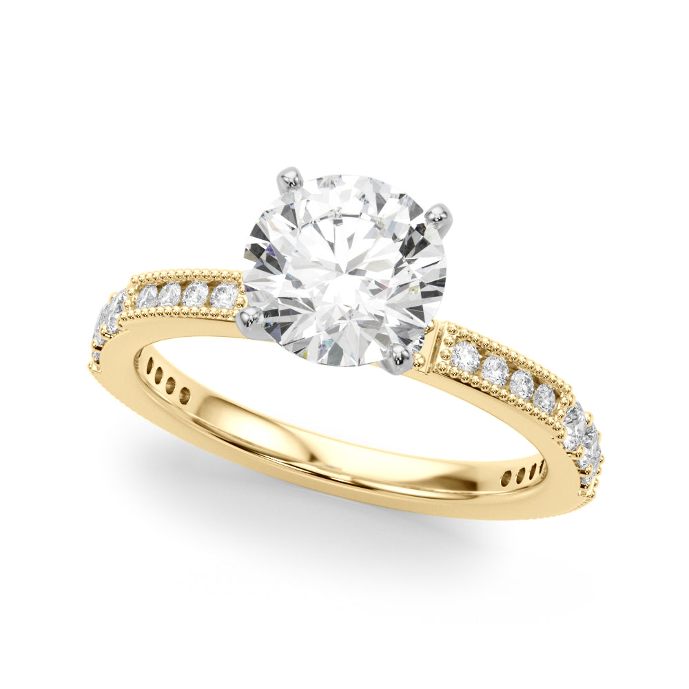 Lustrous Sidestone Round Diamond Engagement Ring in 10K/14K gold and platinum with certified lab-grown or natural diamonds