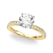 Lustrous Sidestone Round Diamond Engagement Ring in 10K/14K gold and platinum with certified lab-grown or natural diamonds