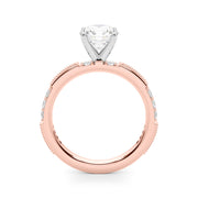 Lustrous Sidestone Round Diamond Engagement Ring in 10K/14K gold and platinum with certified lab-grown or natural diamonds