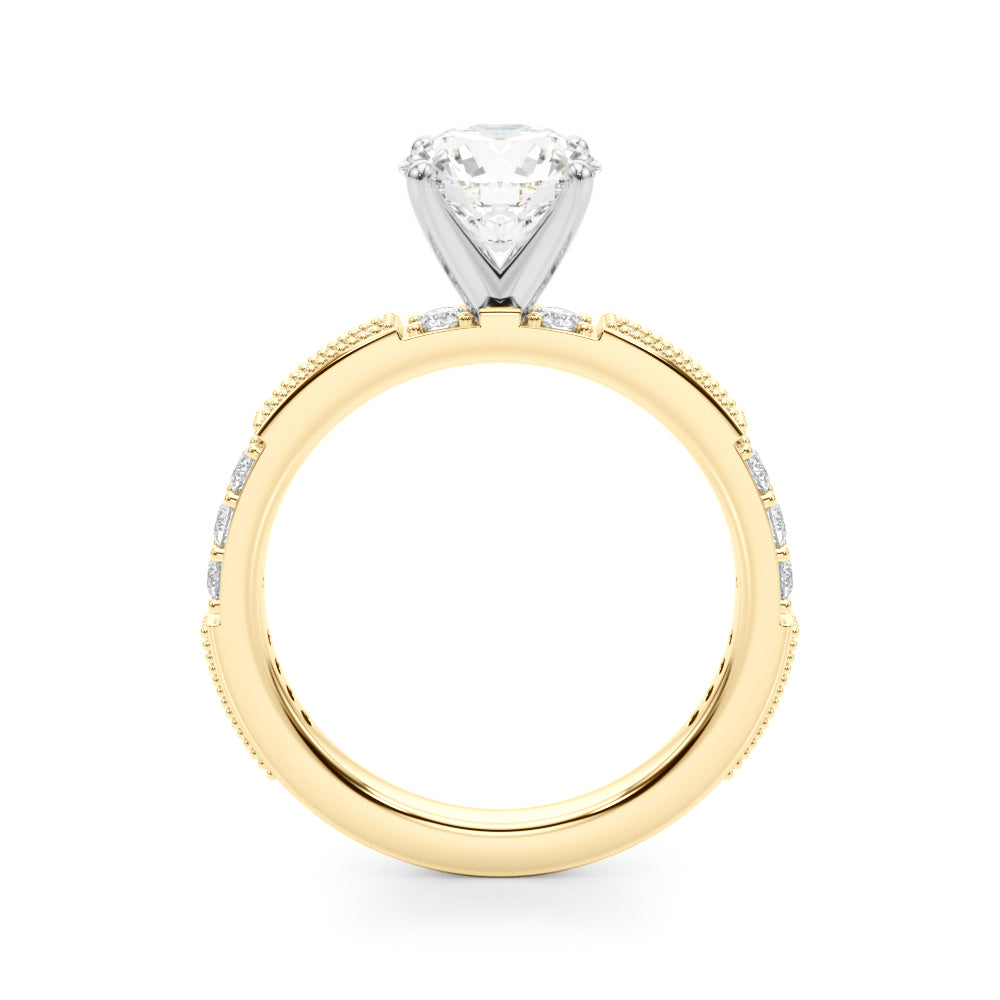 Lustrous Sidestone Round Diamond Engagement Ring in 10K/14K gold and platinum with certified lab-grown or natural diamonds