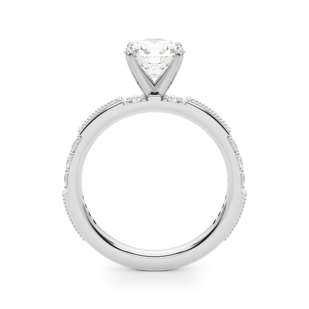 Lustrous Sidestone Round Diamond Engagement Ring in 10K/14K gold and platinum with certified lab-grown or natural diamonds