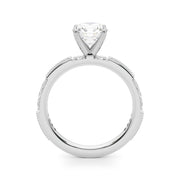 Lustrous Sidestone Round Diamond Engagement Ring in 10K/14K gold and platinum with certified lab-grown or natural diamonds