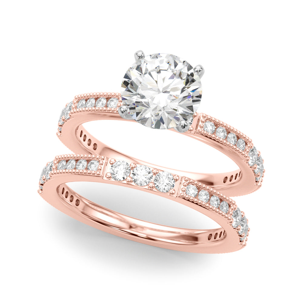 Lustrous Sidestone Round Diamond Engagement Ring in 10K/14K gold and platinum with certified lab-grown or natural diamonds