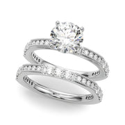 Lustrous Sidestone Round Diamond Engagement Ring in 10K/14K gold and platinum with certified lab-grown or natural diamonds