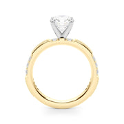 Lustrous Sidestone Round Diamond Engagement Ring in 10K/14K gold and platinum with certified lab-grown or natural diamonds