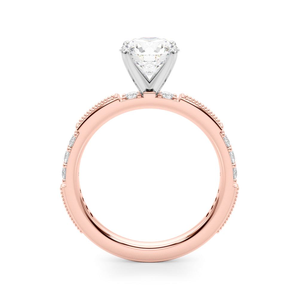 Lustrous Sidestone Round Diamond Engagement Ring in 10K/14K gold and platinum with certified lab-grown or natural diamonds