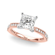 Lustrous Sidestone Round Diamond Engagement Ring in 10K/14K gold and platinum with certified lab-grown or natural diamonds