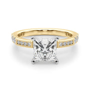 Lustrous Sidestone Round Diamond Engagement Ring in 10K/14K gold and platinum with certified lab-grown or natural diamonds