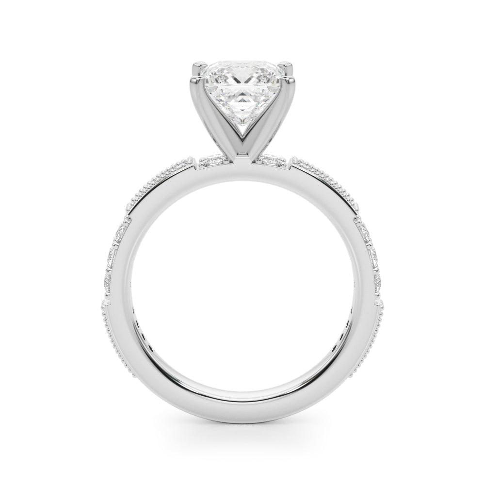 Lustrous Sidestone Round Diamond Engagement Ring in 10K/14K gold and platinum with certified lab-grown or natural diamonds