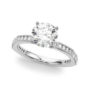 Lustrous Sidestone Round Diamond Engagement Ring in 10K/14K gold and platinum with certified lab-grown or natural diamonds