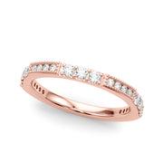 Alternating Milgrain & Prong Half Eternity Ring in Gold & Platinum