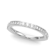 Alternating Milgrain & Prong Half Eternity Ring in Gold & Platinum