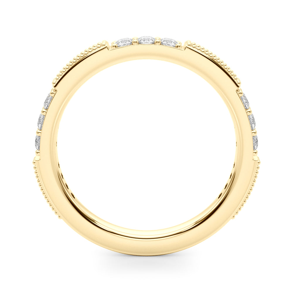 Alternating Milgrain & Prong Half Eternity Ring in Gold & Platinum