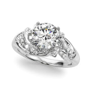 Opulent Sidestone Round Diamond Engagement Ring in 10K/14K gold and platinum with certified lab-grown or natural diamonds