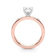 Crowned Straight Baguette Channel Set Round Diamond Engagement Ring in 10K/14K gold and platinum with certified lab-grown or natural diamonds