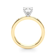 Crowned Straight Baguette Channel Set Round Diamond Engagement Ring in 10K/14K gold and platinum with certified lab-grown or natural diamonds
