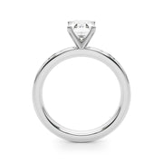 Crowned Straight Baguette Channel Set Round Diamond Engagement Ring in 10K/14K gold and platinum with certified lab-grown or natural diamonds