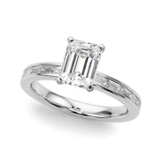 Crowned Straight Baguette Channel Set Round Diamond Engagement Ring in 10K/14K gold and platinum with certified lab-grown or natural diamonds