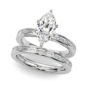 Crowned Straight Baguette Channel Set Round Diamond Engagement Ring in 10K/14K gold and platinum with certified lab-grown or natural diamonds