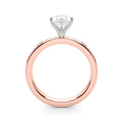 Crowned Straight Baguette Channel Set Round Diamond Engagement Ring in 10K/14K gold and platinum with certified lab-grown or natural diamonds