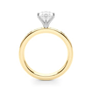 Crowned Straight Baguette Channel Set Round Diamond Engagement Ring in 10K/14K gold and platinum with certified lab-grown or natural diamonds